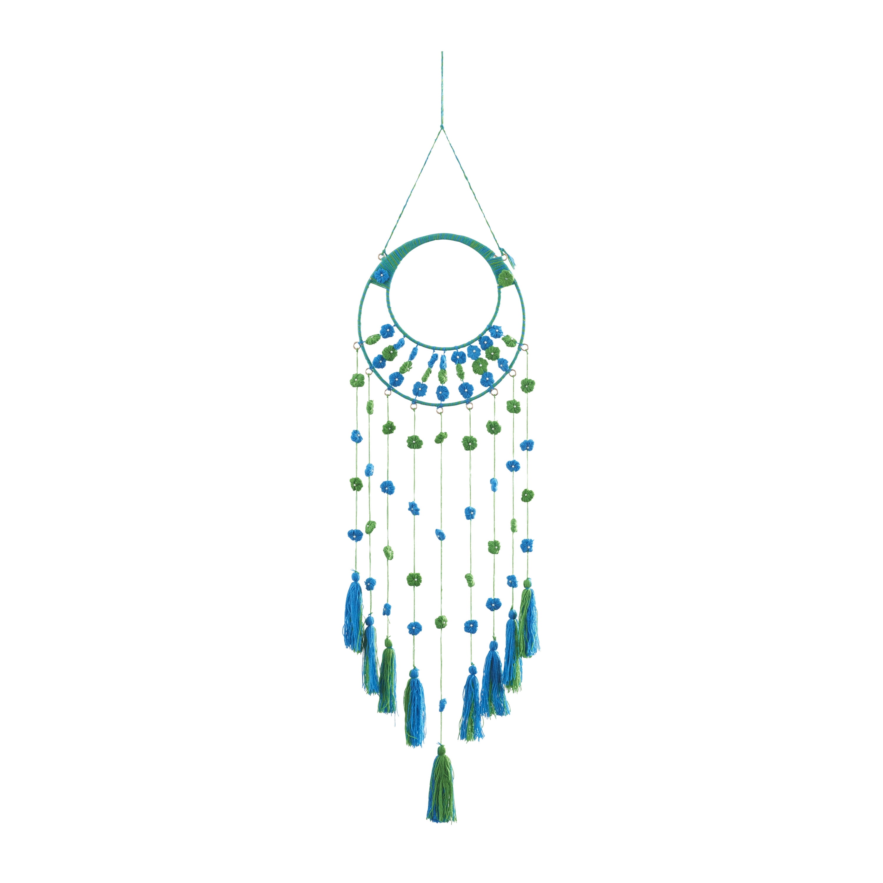 DecMode 13"W, 47"H Metal Bohemian Wall Decor, Blue, 1-Piece