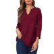 thumbnail image 5 of Qarigey Camisa de mujer con cuello en V Color sólido Top Verano Camisa V Casual Blusa suelta Prendas para la parte del cuerpo Vino rojo XXL, 5 of 6