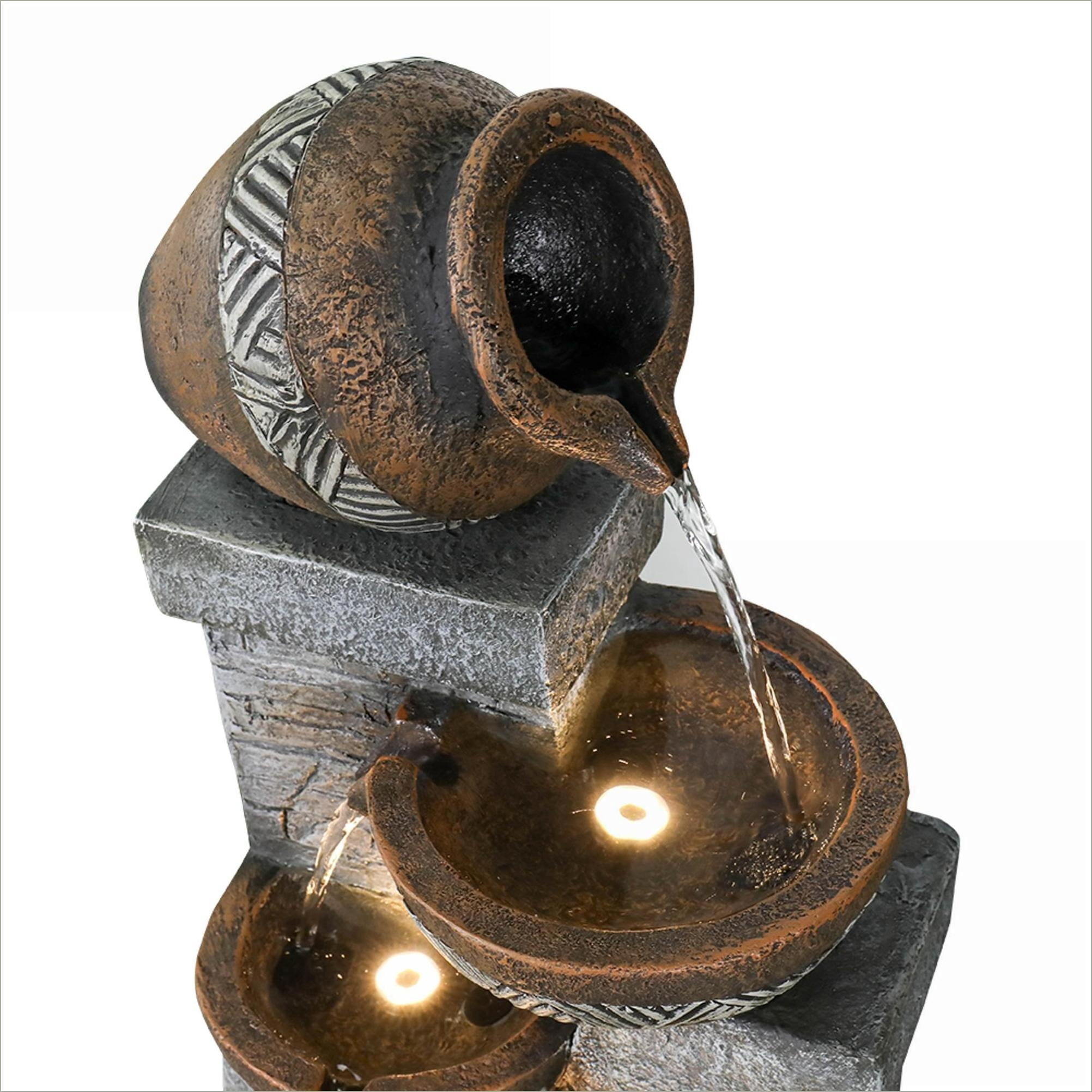 Fountains 42.5" 5-Tier Modern Waterfall Fountain, Indoor Outdoor Garden Patio Use, Weather Resistant | Resin | Tiered