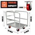 thumbnail image 4 of 2-In-1 Heavy Duty Panel Truck Cart, All Steel Platform Truck With 1Front & 2 Side Handrails, 2200 Lbs Drywall Cart Lumber Cart With 4 Rubber Swivel Casters for Loading and Storage, 4 of 7
