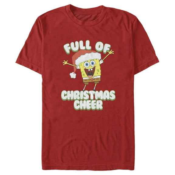Men's SpongeBob SquarePants Full of Christmas Cheer Graphic Tee Red Medium