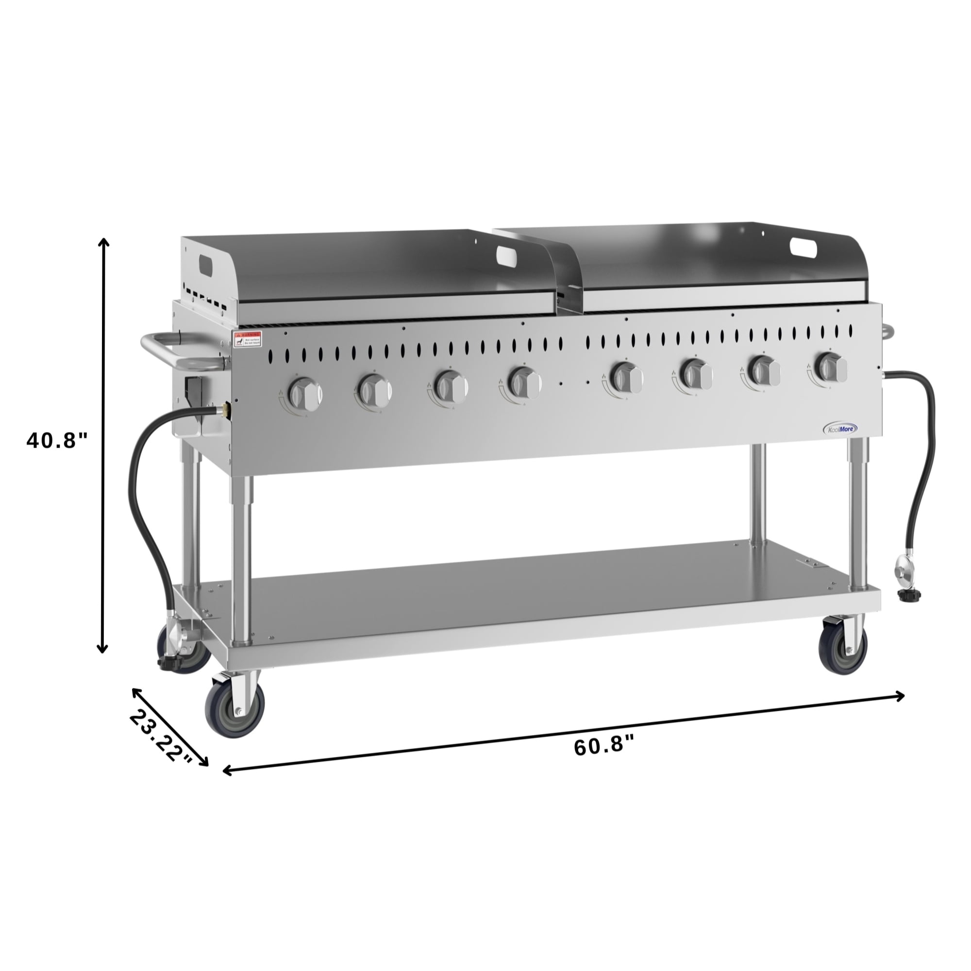 60 in. 8-Burner Commercial Outdoor Propane Gas Grill with Two 30 in. Griddles in Stainless-Steel, ETL Listed (CGKIT6-G30G30)