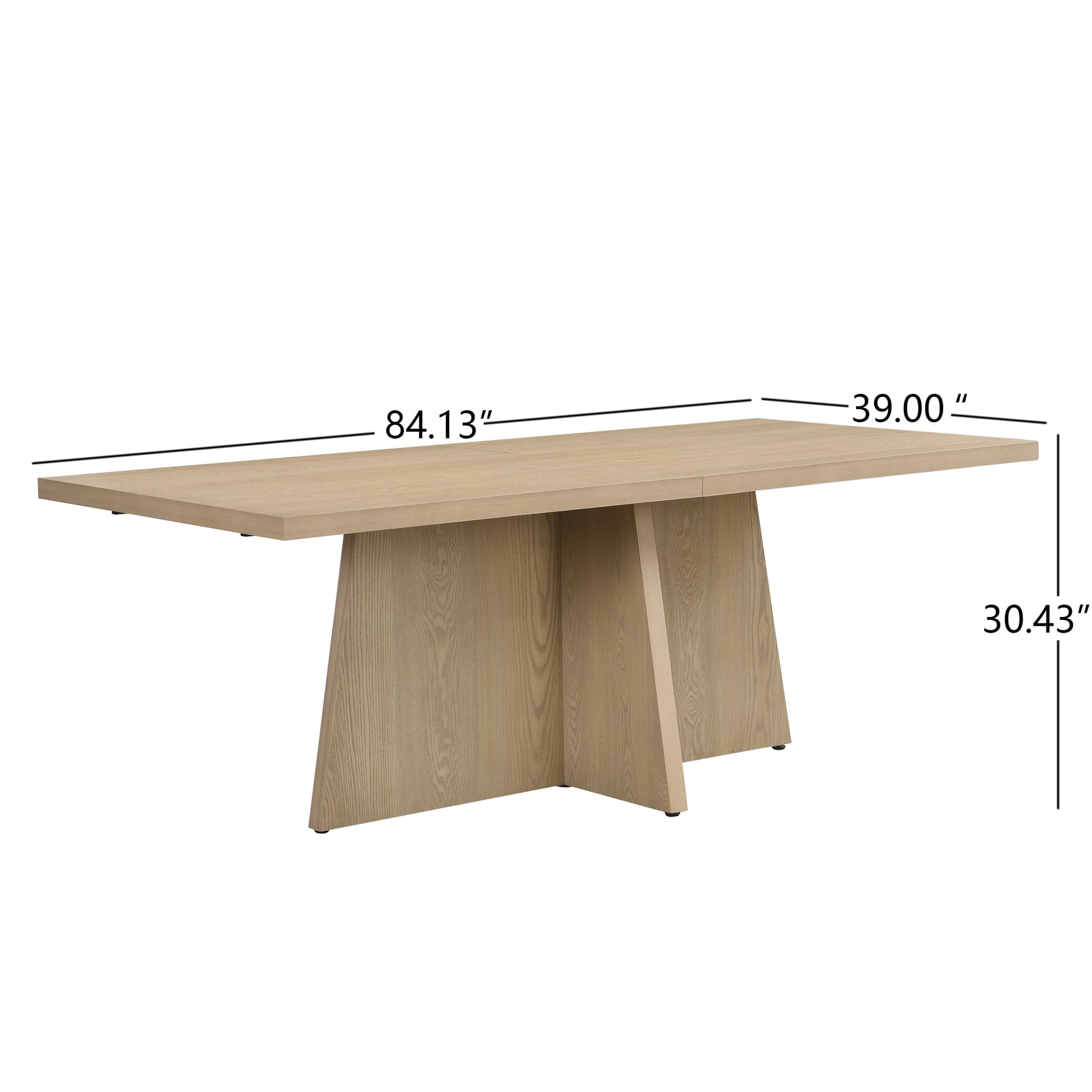 Christopher Knight Home 84" Modern Rectangular Dining Table with Trapezoid Base, Seats 6, Light Ash