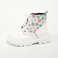 thumbnail image 5 of Ticikt Girls Floral Glitter Ankle Boots, Lace Up Side Zipper Platform Non Slip Kids Fashion Short Boots,Black, 5 of 6