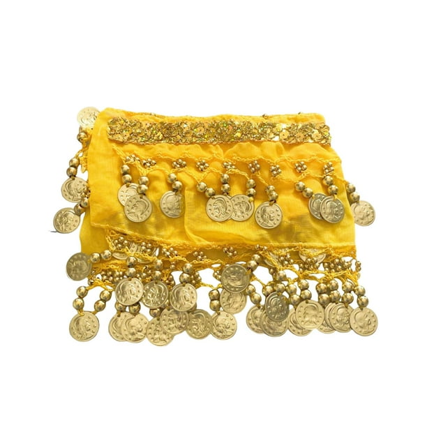 Falda de lentejuelas con cortina de cadera para danza del vientre de mascotas, disfraces ligeros para cachorros de diseñador Amarillo