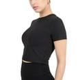 thumbnail image 6 of YITTY Active Women's UltraLuxe Essential Crop Tee, Athleisure, 4-Way-Stretch, Iconic Black, M, 6 of 7