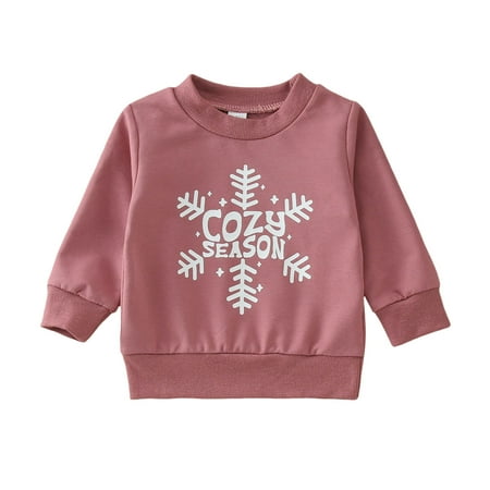 

KDFJPTH Toddler Boys Girls Winter Christmas Long Sleeve Snowfakle Prints Tops Sweatshirt Clothes Toddler Boys Sweaters Light Sweatshirt for Kids Girls
