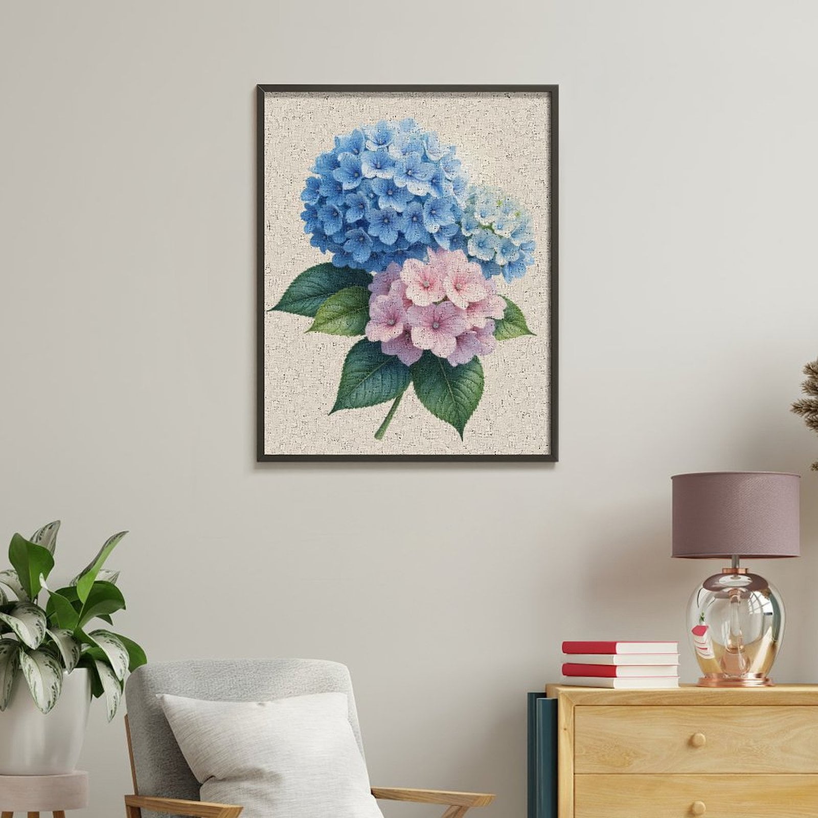 Paint by Numbers Kit for Adults, Blue Pink Hydrangea Blooms Leaves Paint by Numbers, Easy Paint by Numbers Kit for Adults Beginner, DIY Adult Paint by Number Kits on Canvas, 12x16in Home Decor