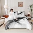 thumbnail image 4 of Homewish Abstract Art Fluid Queen Comforter Set,Marble Texture Bedding Sets,White Black Bedding Comforter Set For Girls Boys,Breathable Home Decor Reversible,3pcs, 4 of 8