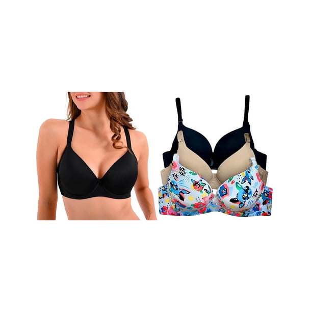Paquete con 3 Brasier Doble Push Up, Aumenta Hasta 2 Tallas