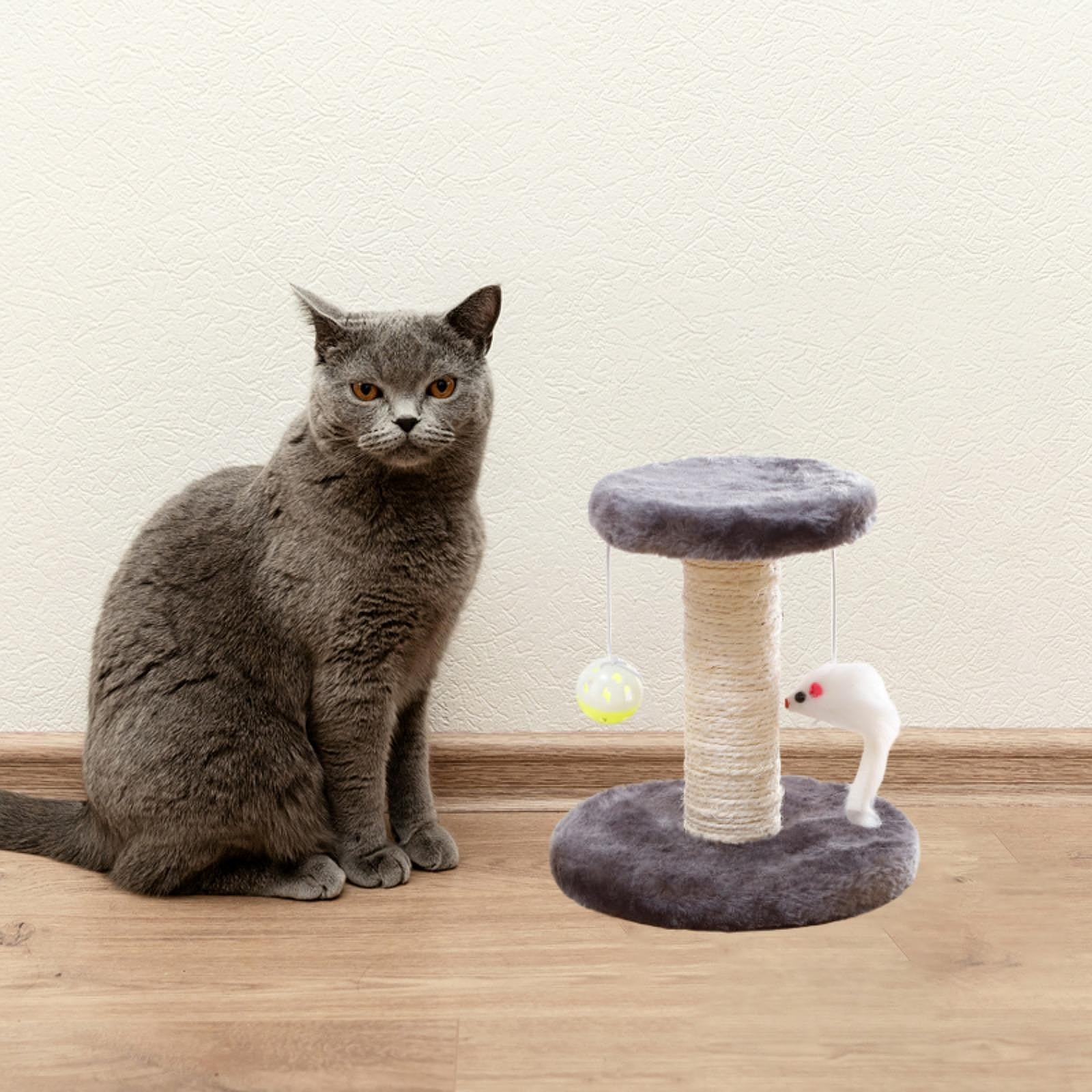 EHJRE Cat Scratching Post, Sisal Climbing Frame for Cats Indoor, Interactive Cute Sisal Scratching Post for Kittens, Home Decoration Grey