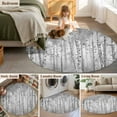 thumbnail image 6 of Gray Grey Forest Round Area Rug 4ft, Grey Modern Art Oil Painting Washable Non-Slip Circle Rugs for Bedroom Living Room Kitchen, Soft Non Shedding Circle Carpet for Dining Room Dorm, 6 of 9