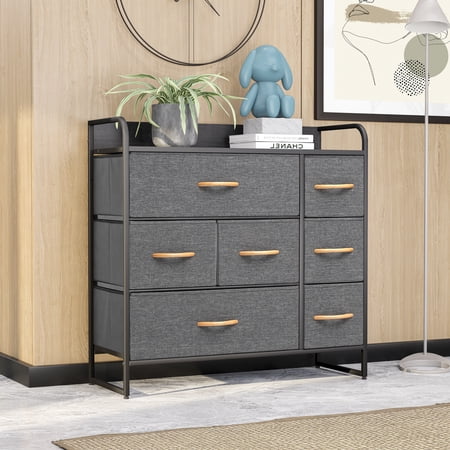 Cloud Fly 7 Drawers Dresser Storage Tower in Gray Finish