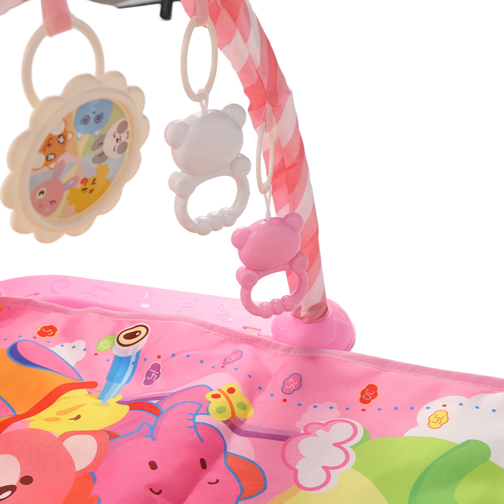 Riousery Toddler Infants Pink Cartoon Hot Air Balloon Animal Pattern Musical Light Gym Mat Baby Kick Piano Mat