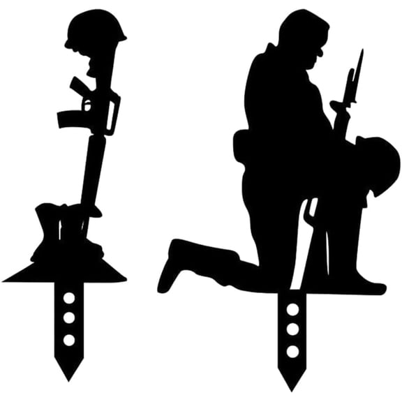 Soldier Garden Statues, Acrylic Fallen Memorial Silhouette Decoration 2PCS