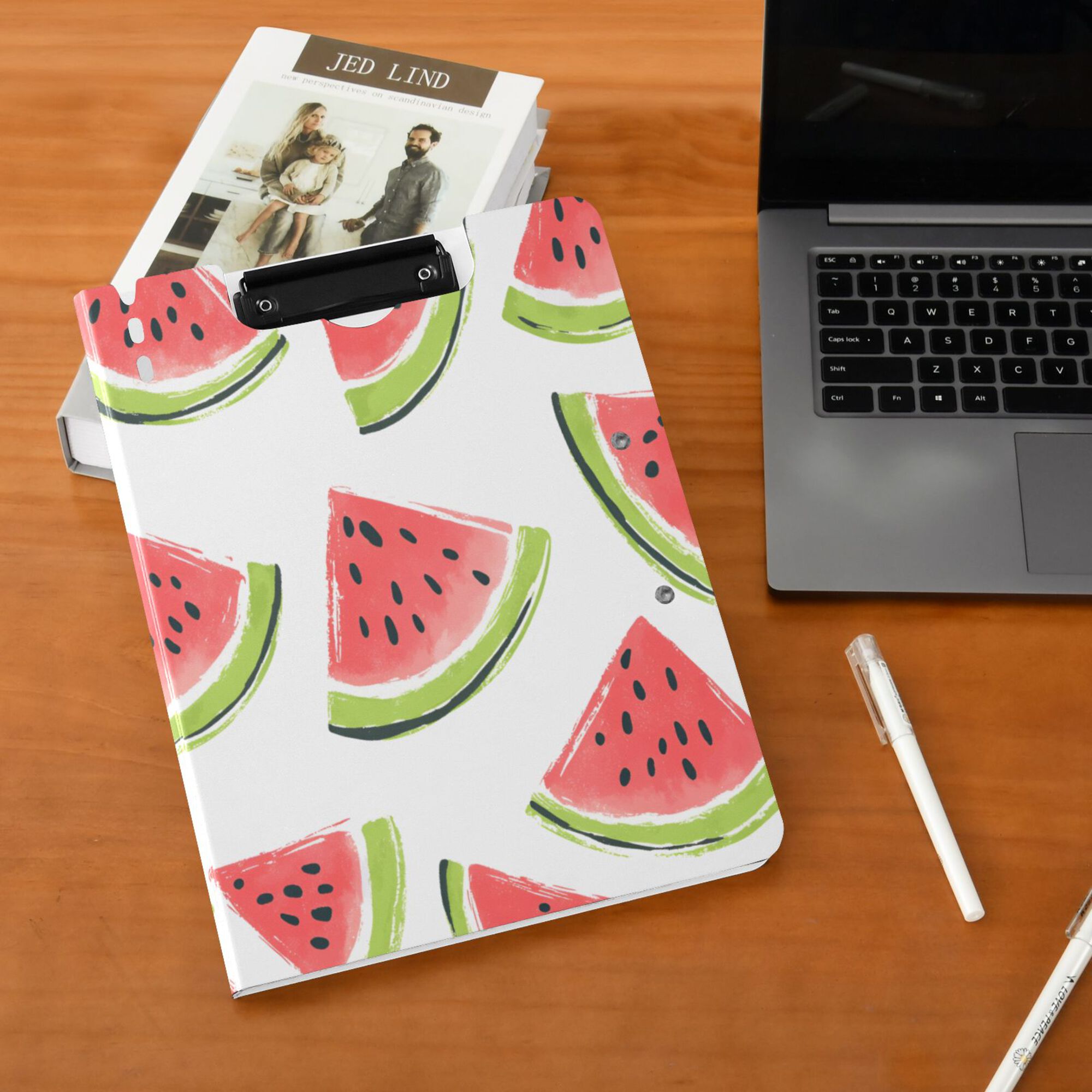 FORMRS A4 Clipboard Folder with Pen Holder Horizontal Foldable School Office Binder, Cartoon Watermelon