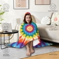 thumbnail image 4 of Wearable Blanket,Colorful Rainbow Tie Dye Spiral Pattern Hooded Wearable Flannel Blanket for Adults & Teens with Buckle,Winter Poncho Shawl Wrap Cape,60"x80", 4 of 5