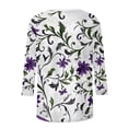 thumbnail image 3 of Cilsoka Summer Blouses for Women 2026, Womens 3/4 Length Sleeve Tops Casual Floral Print Summer Tops for Women Loose Fit Three Quarter Length Sleeve Blouse, Graphic Trendy Tees, 3 of 4