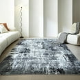thumbnail image 2 of Area Rug 5x7 Washable Rug Boho Soft Abstract Pattern Non-Slip Faux Wool Vintage for Living Room, Bedroom, Farmhouse, Dining Room, Kids Playroom, Grey and Black, 2 of 6