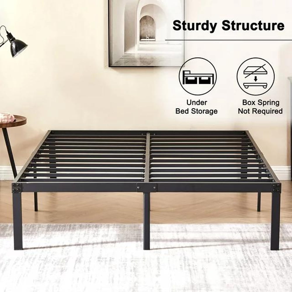 Gewnee Heavy Duty Full Size Metal Platform Bed Frame with Under Bed Storage Space,Black