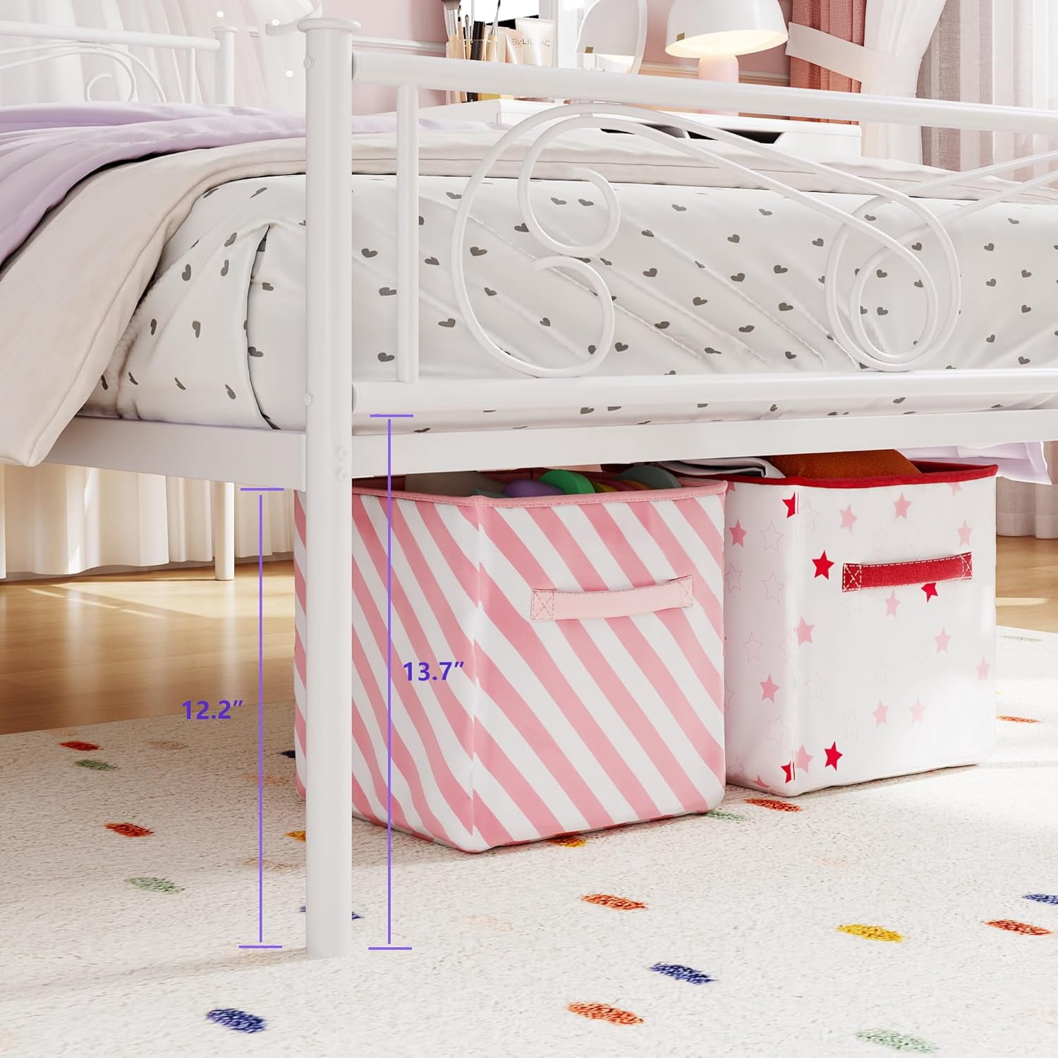 King Size Bed Frame with Headboard and Footboard,Bed Frame King Size,Metal Bed Mattress Foundation,Under Bed Storage,No Box Spring Needed