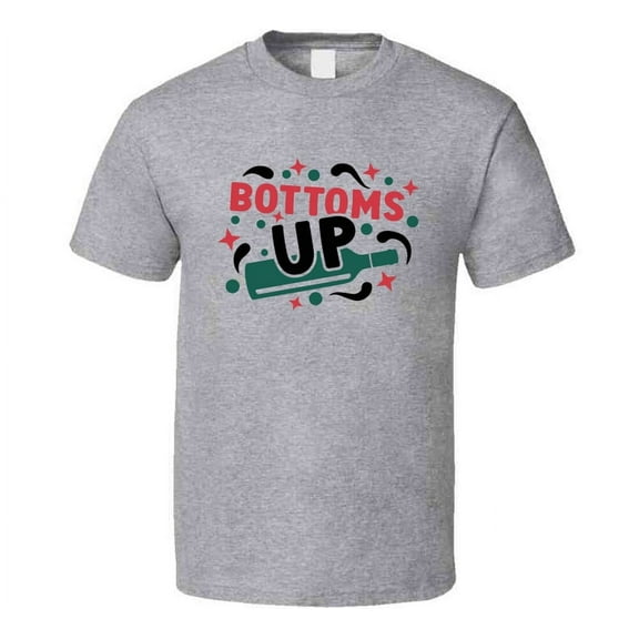 Bottoms Up Tee Fun Drinking Christmas Tshirt Holiday T Shirt