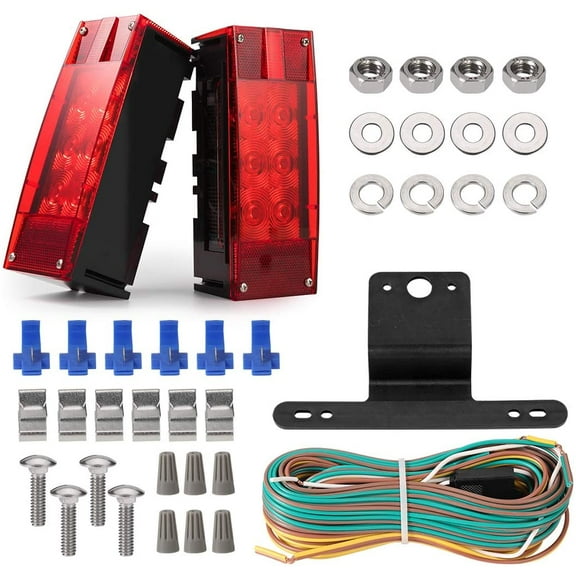 CZC AUTO 12V LED Low Profile Submersible Rectangular Trailer Light Kit for Boat Trailer Truck Marine