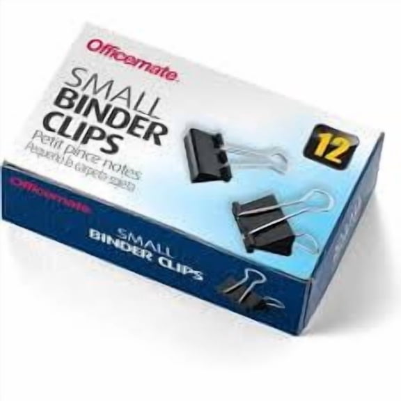 Officemate Small Binder Clips, Black, 12 Boxes of 1 Dozen Each (144 Total) (99020)
