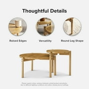 Mopio Dylan Round Modern Boho Nesting Coffee Table, Golden Brown Solid Wood