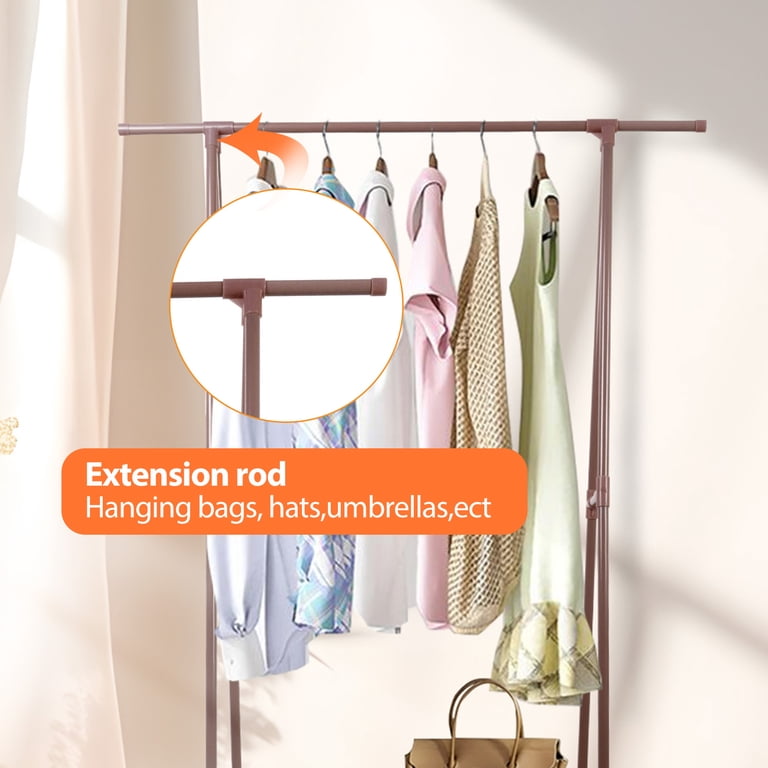 IBUYKE Set Of 2 Wall Mounted Clothes Racks - Wood & Steel Space-Saving Coat Hanger Rail, White