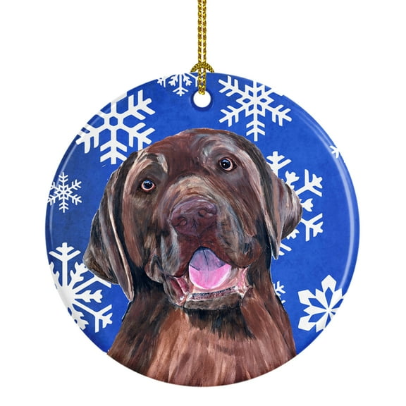 Carolines Treasures SC9384-CO1 Labrador Winter Snowflakes Holiday Ceramic Ornament, Multicolor