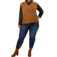 thumbnail image 2 of Agnes Orinda Women's Plus Size Sweater Vest Cable Knit Sweater Sleeveless Pullover Vests 4X Brown, 2 of 8