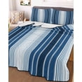 thumbnail image 2 of Quilts Full Size, Navy Blue Stripe Soft Comforter Bedding Set for Bed, Modern Blue Ombre Vertical Striped Lightweight Quilted Bedspread with Pillow Cover(2 Pieces) for All Season, 78x90 Inch, 2 of 6