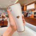 thumbnail image 3 of Phone Cases for iPhone XR 6.1" Plating Cute Love Heart Side Heart Print Design Luxury Camera Protection Anti-Fall Shockproof Soft Electroplated Silicone Cover Bumper-White, 3 of 6