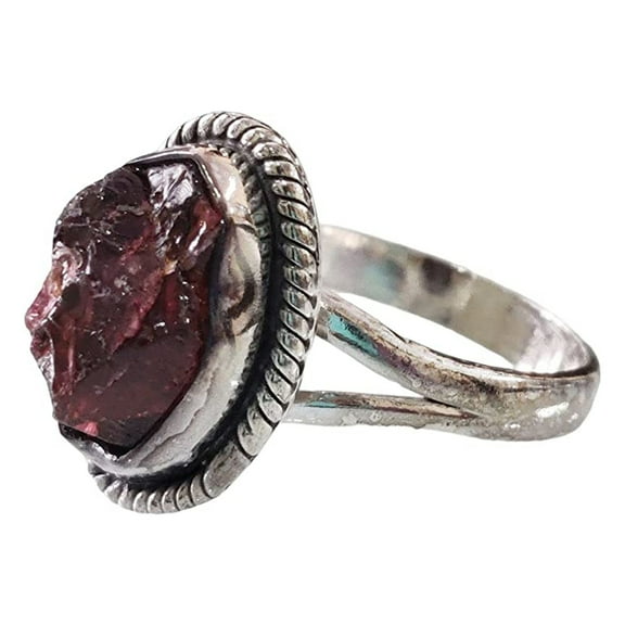Natural Garnet Ring, Rough Garnet Gemstone Ring, January Birthstone, Bohemian Ring, 925 Sterling Silver, Womens Ring, Christmas, Thanksgiving, Handmade, Statement Jewelry, Rough Gemstone Jewelry