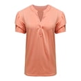 thumbnail image 3 of Blusa de Trabajo de Manga Corta Botón de Manga de Encaje de Color Sólido Blusa Casual 95% Poliéster 5% Spandex, Nuevo Top de Moda para Diario Y Fiesta, 3 of 4