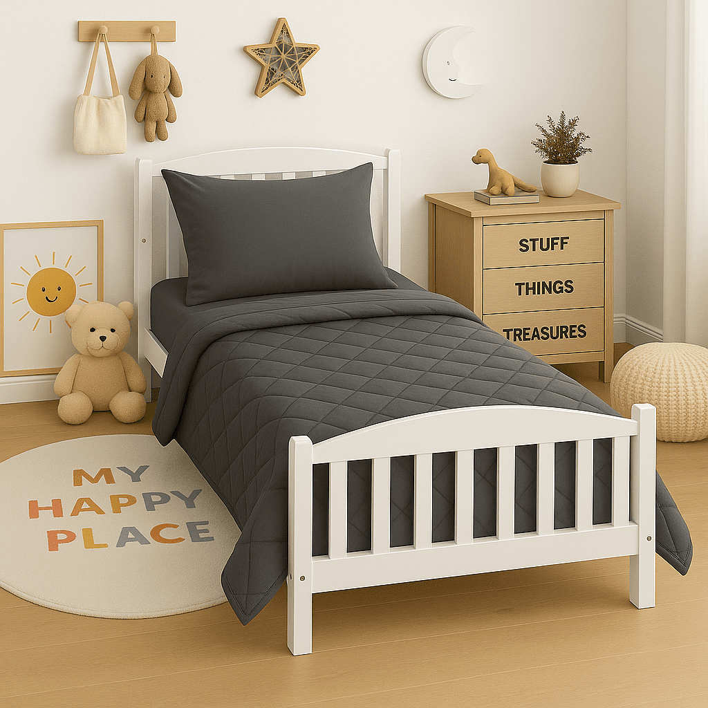 4-Piece Toddler Bedding Set – Soft Microfiber Crib Bedding for Boys & Girls, Includes Comforter, Fitted Sheet, Flat Sheet & Envelope Pillowcase – Breathable, Wrinkle Resistant