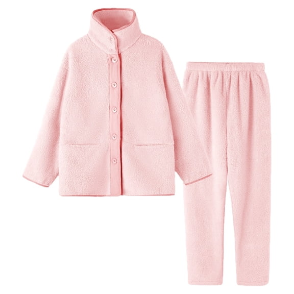 Fuzzy Fleece Pajama Set for Women Long Sleeve Zip Up Jackets Pants Set Womens Lounge Sets 2 Piece Outfits Womens Pjs Sets Winter