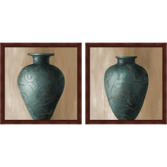 Great Art Now Blue Vessel by Lanie Loreth, 2 Piece Framed Art Set Each 13"W x 13"H
