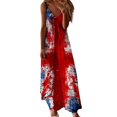 thumbnail image 2 of SMihono Robe Maxi Bohème d'Été pour Femmes Grande Taille Robe Longue Sans Manches Imprimée Jour de l'Indépendance Robe de Plage, 2 of 5