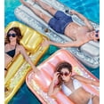thumbnail image 5 of POZA Inflatable Giant Gold Pool Mattress - Big Luxurious Pool Float Lounger Filled with Gold Sparkle Confetti, Premium Thick Air Mat, Built in Headrest, Phone Holder, and Cup Holders - 76x32 Inches, 5 of 8
