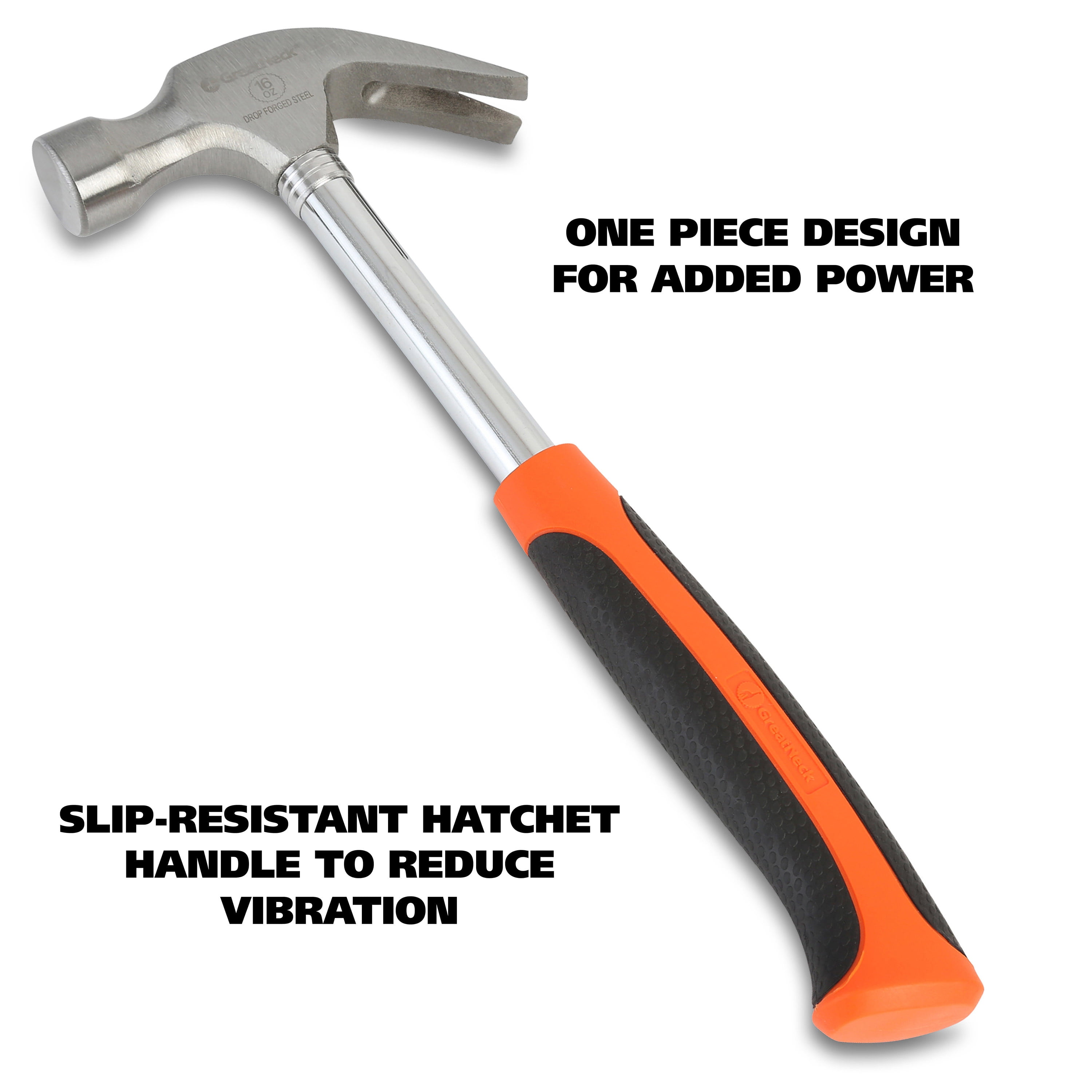GreatNeck Curved Claw Steel Hammer with Oversized Slip-Risistant Handle, 16 oz