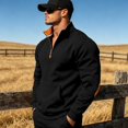 thumbnail image 5 of Homeyce 3/4 Zip Pullover Mens Casual Mock Neck Fleece Sweater Collar Long Sleeve Warm Pullover Fall Winter Fashion 2026 Loose Fit,Black XL, 5 of 5