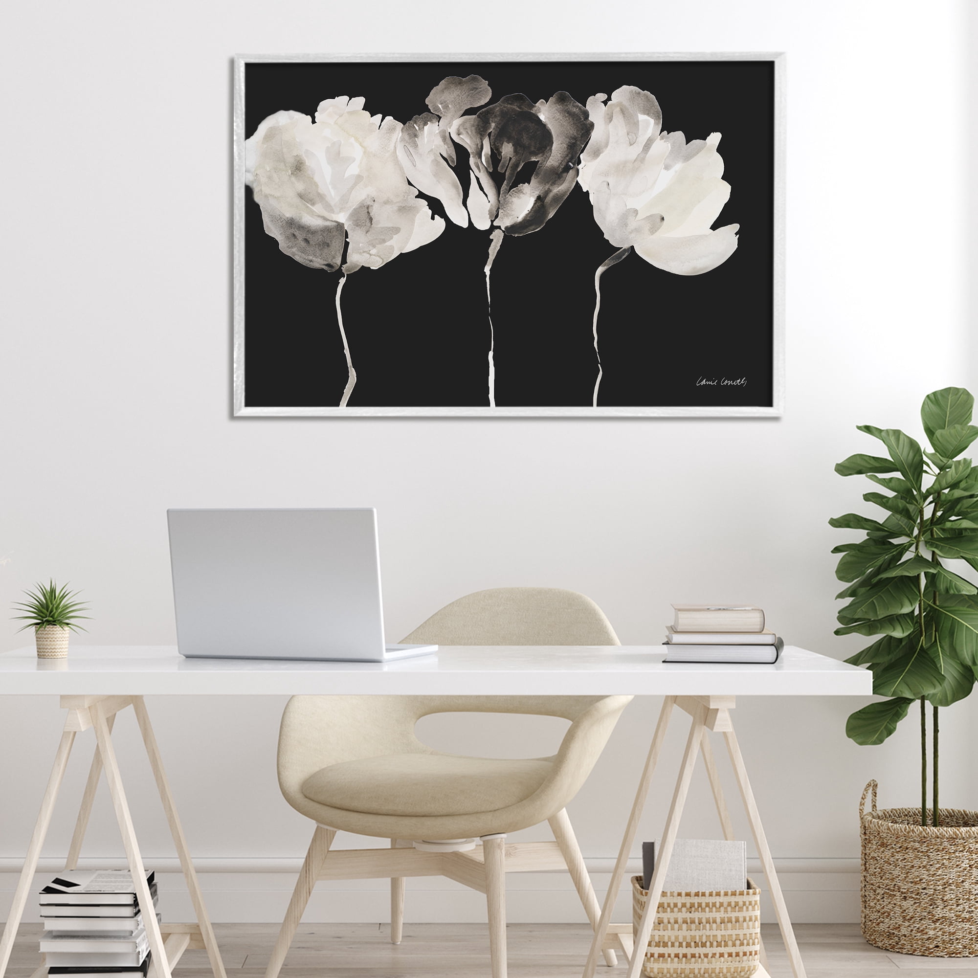 Stupell Industries Trio In Light On Black White Framed Giclee Art, design by Lanie Loreth