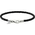 thumbnail image 2 of Sterling Silver Reflections Black Leather Bead Bracelet (7.5 X 3) Made In Thailand qrs983-7.5, 2 of 5
