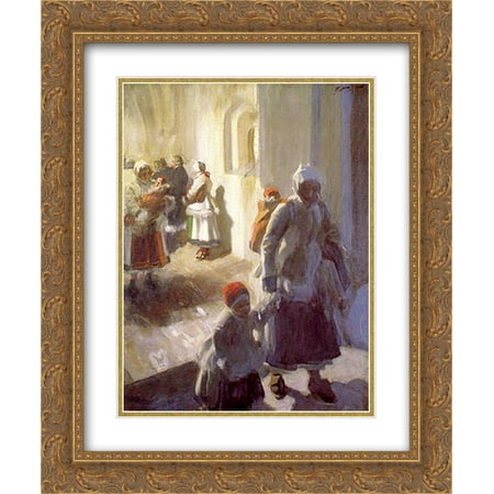 Christmas Morning Strata Anders Zorn 2x Matted 20x24 Gold Ornate Framed Art Print 'Christmas Morning Service' ()