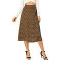 thumbnail image 4 of DARING DIVA Women's Elastic Waist A-Line Floral Print Midi Skirt M Black Yellow, 4 of 7