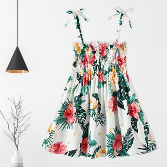 ATOGUTA Toddler Dress Summer Seaside Beach Dress Sling Floral Skirt , Sizes 1T-6