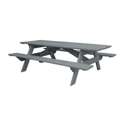 Gray Solid Wood Outdoor Picnic Table