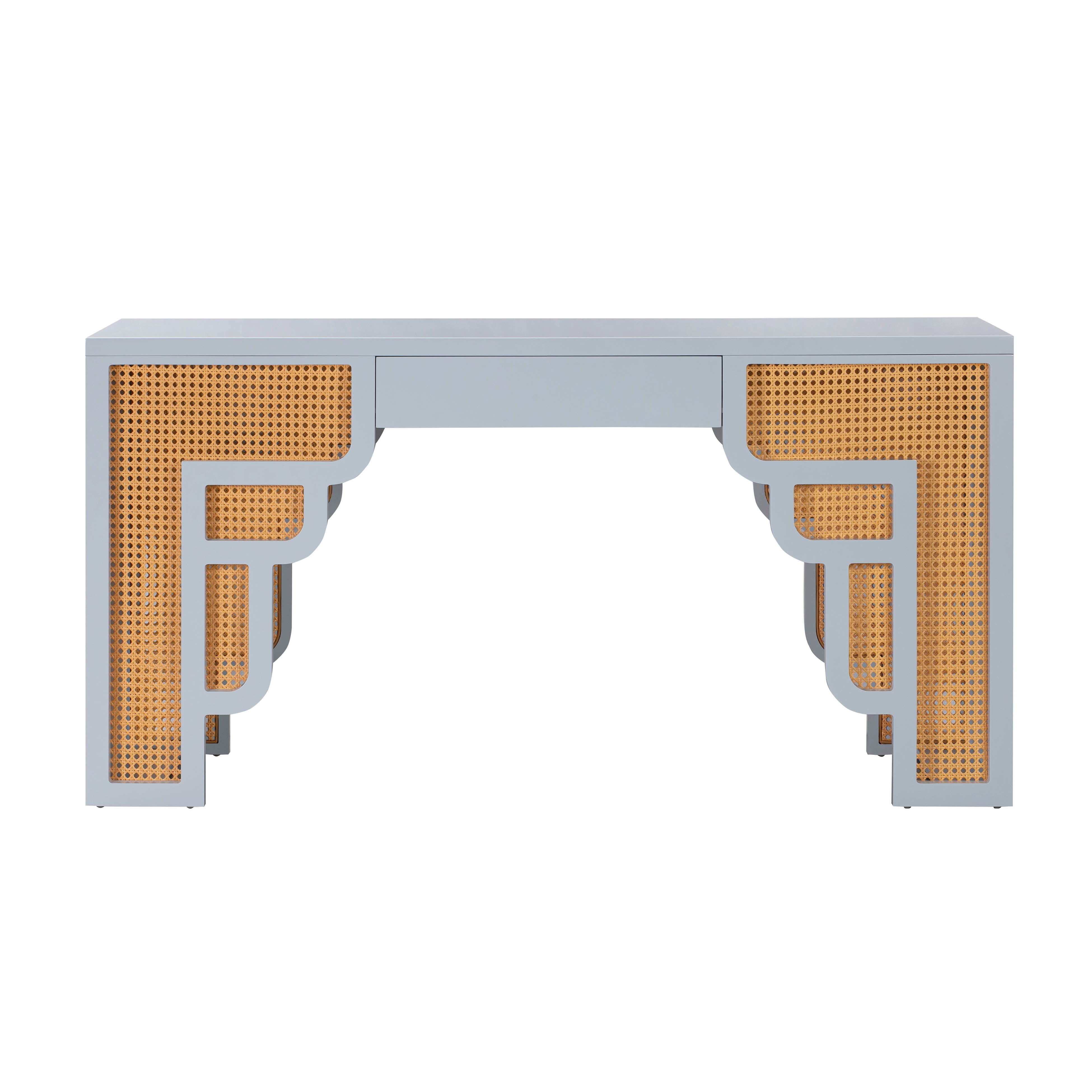 TOV Furniture Suzie Pastel Blue & Rattan Desk